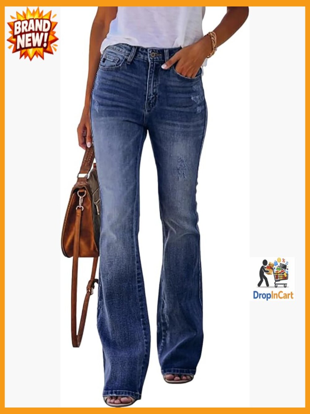 High Rise Flare Bell Bottom Jeans Wide Leg Bootcut Stretchy Denim Y2K Classic 5